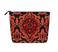 XZDCAL Motif symétrique de la pochette de maquillage batik monocouche aspect lin avec fermeture éclair pour répondre à vos besoins quotidiens ou de voyage, noir, taille unique, Noir , Taille unique