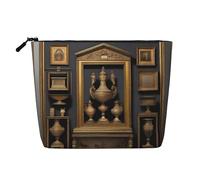 XZDCAL Museum Treasures Trousse de maquillage monocouche aspect lin avec fermeture éclair pour répondre à vos besoins quotidiens ou de voyage, noir, taille unique, Noir , Taille unique