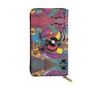 XZDCAL Music Vibes Portefeuille long en cuir tendance pour filles et femmes avec plusieurs compartiments, noir, taille unique, Noir , Taille unique