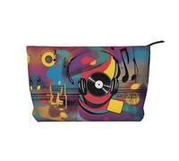 XZDCAL Music Vibes Trousse de maquillage en velours côtelé avec doublure robuste pour voyage et usage quotidien, noir, taille unique, Noir , Taille unique