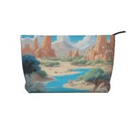 XZDCAL Oasis in the Desert Trousse de maquillage en velours côtelé avec doublure robuste pour voyage et usage quotidien, noir, taille unique, Noir , Taille unique