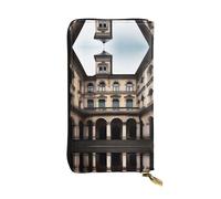 XZDCAL Old Architecture Portefeuille long en cuir pour filles et femmes avec plusieurs compartiments, noir, taille unique, Noir , Taille unique