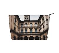 XZDCAL Old Architecture Trousse de maquillage en velours côtelé avec doublure robuste pour voyage et usage quotidien, noir, taille unique, Noir , Taille unique