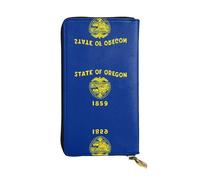 XZDCAL Oregon State Flag Portefeuille en cuir à la mode pour filles et femmes avec plusieurs compartiments, noir, taille unique, Noir , Taille unique