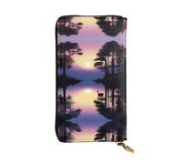 XZDCAL Peaceful Dawn Portefeuille long en cuir pour fille et femme avec plusieurs compartiments Noir Taille unique, Noir , Taille unique