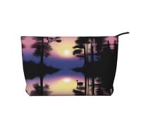 XZDCAL Peaceful Dawn Trousse de maquillage en velours côtelé avec doublure robuste pour voyage et usage quotidien, noir, taille unique, Noir , Taille unique