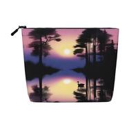 XZDCAL Peaceful Dawn Trousse de maquillage simple couche aspect lin avec fermeture éclair pour répondre à vos besoins quotidiens ou de voyage, noir, taille unique, Noir , Taille unique