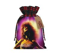 XZDCAL Performer's Glow Sac cadeau en jute avec cordon de serrage en tissu tartan et étiquette en papier kraft pour festivals et occasions spéciales, Noir , M