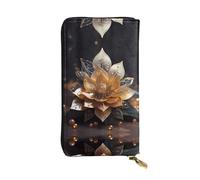 XZDCAL Portefeuille en cuir blanc délicat fleur de lotus tendance pour filles et femmes avec plusieurs compartiments, noir, taille unique, Noir , Taille unique