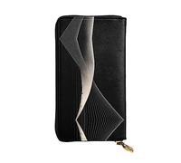 XZDCAL Portefeuille long en cuir avec courbes abstraites pour filles et femmes avec plusieurs compartiments, noir, taille unique, Noir , Taille unique