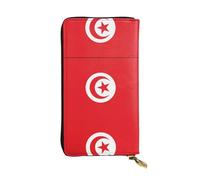 XZDCAL Portefeuille long en cuir avec plusieurs compartiments pour filles et femmes avec drapeau tunisien, noir, taille unique, Noir , Taille unique