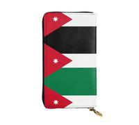 XZDCAL Portefeuille long en cuir avec plusieurs compartiments pour filles et femmes - Motif drapeau jordanien - Noir - Taille unique, Noir , Taille unique