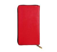 XZDCAL Portefeuille long en cuir de couleur unie rouge tendance pour filles et femmes avec plusieurs compartiments, noir, taille unique, Noir , Taille unique