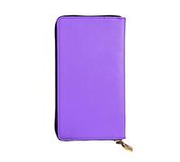 XZDCAL Portefeuille long en cuir de couleur unie violet clair tendance pour filles et femmes avec plusieurs compartiments, noir, taille unique, Noir , Taille unique