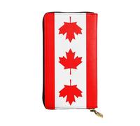XZDCAL Portefeuille long en cuir motif drapeau canadien pour filles et femmes avec plusieurs compartiments, noir, taille unique, Noir , Taille unique