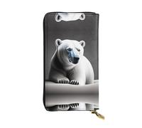 XZDCAL Portrait of a Polar Bear Portefeuille long en cuir pour filles et femmes avec plusieurs compartiments, noir, taille unique, Noir , Taille unique