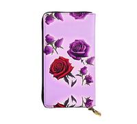 XZDCAL Red and Purple Roses Portefeuille en cuir pour filles et femmes avec plusieurs compartiments Noir Taille unique, Noir , Taille unique