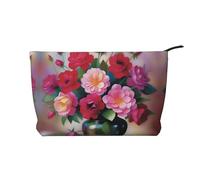XZDCAL Romance Blooms Trousse de maquillage en velours côtelé avec doublure robuste pour voyage et usage quotidien, noir, taille unique, Noir , Taille unique