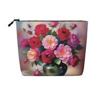 XZDCAL Romance Blooms Trousse de maquillage monocouche aspect lin avec fermeture éclair pour répondre à vos besoins quotidiens ou de voyage, noir, taille unique, Noir , Taille unique
