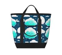 XZDCAL Sac fourre-tout isotherme de grande capacité avec deux nuages timides pour femme, courses, déjeuner et pique-niques, noir, Taille unique