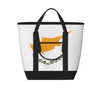 XZDCAL Sac fourre-tout isotherme de grande capacité avec drapeau de Chypre pour femme, épicerie, déjeuner et pique-nique, noir, Taille unique