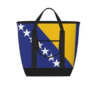 XZDCAL Sac fourre-tout isotherme de grande capacité avec drapeau de la Bosnie-Herzégovine pour femme, épicerie, déjeuner et pique-nique, noir, Taille unique