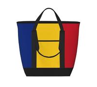 XZDCAL Sac fourre-tout isotherme de grande capacité avec drapeau de la Roumanie pour femme, épicerie, déjeuner et pique-nique, noir, Taille unique