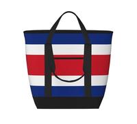 XZDCAL Sac fourre-tout isotherme de grande capacité avec drapeau du Costa Rica pour femme, courses, déjeuner et pique-niques, noir, Taille unique