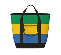 XZDCAL Sac fourre-tout isotherme de grande capacité pour femme, épicerie, déjeuner et pique-nique avec drapeau gabonais, noir, Taille unique