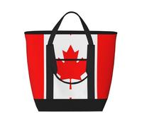 XZDCAL Sac fourre-tout isotherme de grande capacité pour femme, épicerie, déjeuner et pique-nique avec drapeau canadien, noir, Taille unique