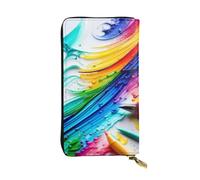 XZDCAL scribble art toand paints Portefeuille long en cuir tendance pour filles et femmes avec plusieurs compartiments, noir, taille unique, Noir , Taille unique