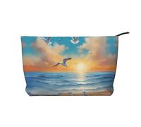 XZDCAL Seagulls by the sea Trousse de maquillage en velours côtelé avec doublure robuste pour voyage et usage quotidien, noir, taille unique, Noir , Taille unique