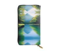 XZDCAL Serene Waters Portefeuille long en cuir tendance pour filles et femmes avec plusieurs compartiments, noir, taille unique, Noir , Taille unique