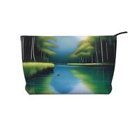 XZDCAL Serene Waters Trousse de maquillage en velours côtelé avec doublure robuste pour voyage et usage quotidien, noir, taille unique, Noir , Taille unique