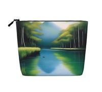 XZDCAL Serene Waters Trousse de maquillage monocouche aspect lin avec fermeture éclair pour répondre à vos besoins quotidiens ou de voyage, noir, taille unique, Noir , Taille unique