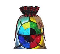 XZDCAL Shine in all directions Sac cadeau en jute avec cordon de serrage en tissu tartan et étiquette en papier kraft pour festivals et occasions spéciales, Noir , M