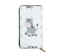 XZDCAL smiling donkey Portefeuille long en cuir tendance pour filles et femmes avec plusieurs compartiments, noir, taille unique, Noir , Taille unique