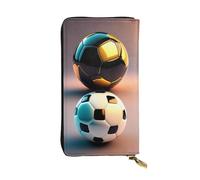 XZDCAL Soccer on the background Portefeuille long en cuir tendance pour filles et femmes avec plusieurs compartiments, noir, taille unique, Noir , Taille unique