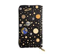 XZDCAL Stars Earth and Darkness Portefeuille long en cuir tendance pour filles et femmes avec plusieurs compartiments, noir, taille unique, Noir , Taille unique