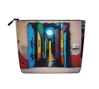 XZDCAL Street Art Trousse de maquillage monocouche aspect lin avec fermeture éclair pour répondre à vos besoins quotidiens ou de voyage, noir, taille unique, Noir , Taille unique