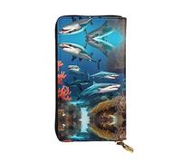 XZDCAL Submarine Shark Coral Portefeuille en cuir tendance pour filles et femmes avec plusieurs compartiments, noir, taille unique, Noir , Taille unique