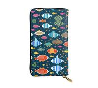 XZDCAL Symmetrical Fish Portefeuille long en cuir pour fille et femme avec plusieurs compartiments Noir Taille unique, Noir , Taille unique