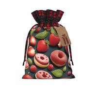 XZDCAL Tasty Wonders Sac cadeau en jute avec cordon de serrage en tissu tartan et étiquette en papier kraft pour festivals et occasions spéciales, Noir , M