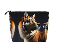 XZDCAL Tiger and Dog Trousse de maquillage monocouche aspect lin avec fermeture éclair pour répondre à vos besoins quotidiens ou de voyage, noir, taille unique, Noir , Taille unique