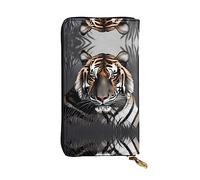 XZDCAL Tiger at rest Portefeuille long en cuir tendance pour filles et femmes avec plusieurs compartiments, noir, taille unique, Noir , Taille unique