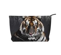 XZDCAL Tiger at Rest Trousse de maquillage en velours côtelé avec doublure robuste pour voyage et usage quotidien, noir, taille unique, Noir , Taille unique
