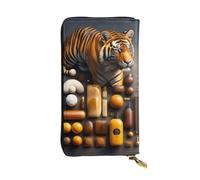 XZDCAL Tiger Portefeuille long en cuir tendance pour filles et femmes avec plusieurs compartiments, noir, taille unique, Noir , Taille unique