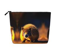 XZDCAL Timid Hedgehog Trousse de maquillage monocouche aspect lin avec fermeture éclair pour répondre à vos besoins quotidiens ou de voyage, noir, taille unique, Noir , Taille unique