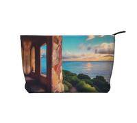 XZDCAL Travel Dreams Trousse de maquillage en velours côtelé avec doublure robuste pour voyage et usage quotidien, noir, taille unique, Noir , Taille unique