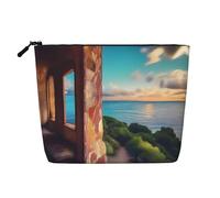 XZDCAL Travel Dreams Trousse de maquillage monocouche aspect lin avec fermeture éclair pour répondre à vos besoins quotidiens ou de voyage Noir Taille unique, Noir , Taille unique